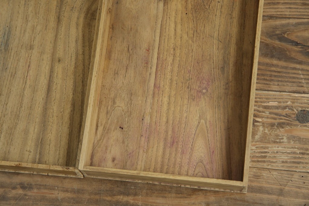 和製アンティーク　総欅(ケヤキ)材　角手銅金具　補助テーブル付きの庄内地方文机　(R-074331)