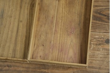 和製アンティーク　総欅(ケヤキ)材　角手銅金具　補助テーブル付きの庄内地方文机　(R-074331)