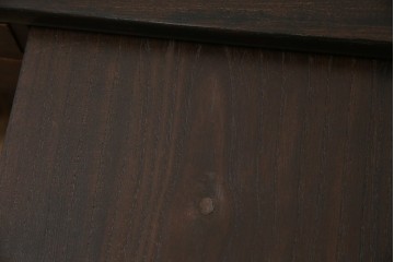 和製アンティーク　総欅(ケヤキ)材　角手銅金具　補助テーブル付きの庄内地方文机　(R-074331)