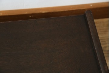 和製アンティーク　総欅(ケヤキ)材　角手銅金具　補助テーブル付きの庄内地方文机　(R-074331)