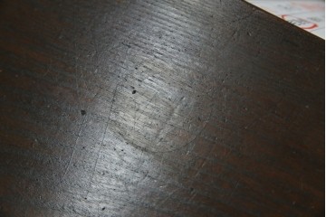 和製アンティーク　総欅(ケヤキ)材　角手銅金具　補助テーブル付きの庄内地方文机　(R-074331)