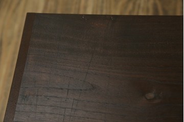 和製アンティーク　総欅(ケヤキ)材　角手銅金具　補助テーブル付きの庄内地方文机　(R-074331)