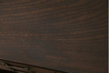 和製アンティーク　総欅(ケヤキ)材　角手銅金具　補助テーブル付きの庄内地方文机　(R-074331)