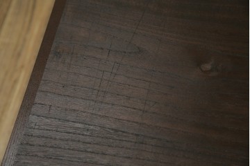 和製アンティーク　総欅(ケヤキ)材　角手銅金具　補助テーブル付きの庄内地方文机　(R-074331)