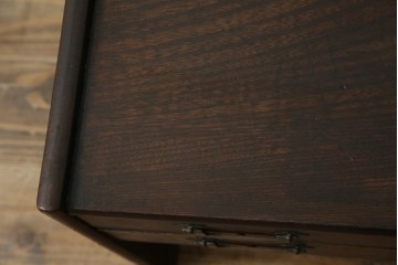 和製アンティーク　総欅(ケヤキ)材　角手銅金具　補助テーブル付きの庄内地方文机　(R-074331)