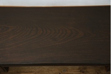 和製アンティーク　総欅(ケヤキ)材　角手銅金具　補助テーブル付きの庄内地方文机　(R-074331)