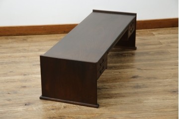 和製アンティーク　総欅(ケヤキ)材　角手銅金具　補助テーブル付きの庄内地方文机　(R-074331)