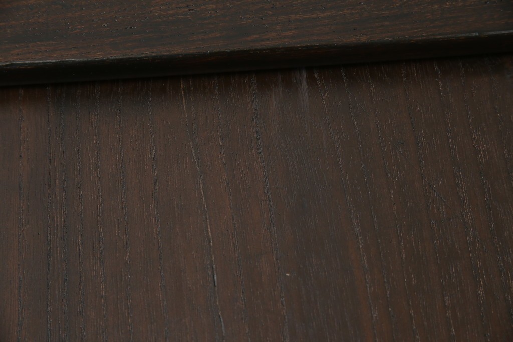 和製アンティーク　総欅(ケヤキ)材　角手銅金具　補助テーブル付きの庄内地方文机　(R-074331)