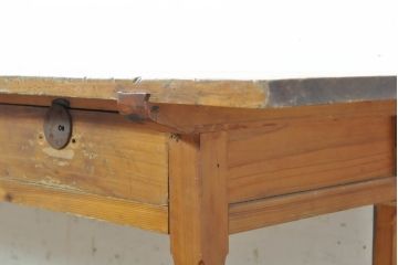 和製アンティーク　引き出し5杯　使い込まれた風合いが味わい深い横長作業台(ワークデスク、在宅用、在宅ワーク用、コンソールテーブル)(R-074335)