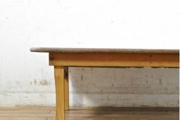 和製アンティーク　栓材　素材な風合いを楽しめる角ちゃぶ台(座卓、ローテーブル、センターテーブル、折りたたみテーブル)(R-074336)