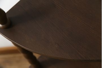 和製ビンテージ　昭和レトロ　凝ったデザインが目を惹くコーナーシェルフ(オープンシェルフ、コーナーラック、飾り棚、ヴィンテージ)(R-074337)