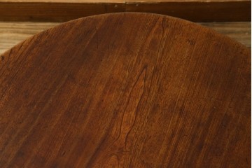和製アンティーク　栓材　素朴な木味が魅力の丸型ちゃぶ台　(R-074339)