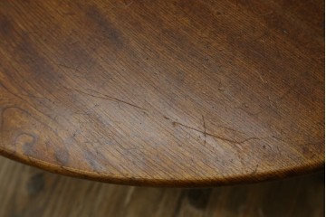 和製アンティーク　栓材　素朴な木味が魅力の丸型ちゃぶ台　(R-074339)