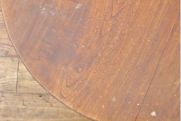 和製アンティーク　栓材　趣のある佇まいが魅力的な丸型ちゃぶ台(折りたたみテーブル、座卓、ローテーブル)(R-074339)