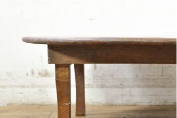 和製アンティーク　栓材　趣のある佇まいが魅力的な丸型ちゃぶ台(折りたたみテーブル、座卓、ローテーブル)(R-074339)