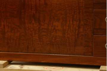 和製アンティーク　タモ材の力強い木目が映える風合い豊かな長火鉢　(R-074346)