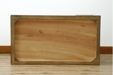 和製アンティーク　タモ材の力強い木目が映える風合い豊かな長火鉢　(R-074346)