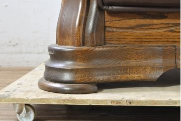 中古　美品　オランダ製　本革　重厚感のある佇まいが魅力的!! 伝統的ダッチカントリースタイルの1人掛けレザーソファ(アームソファ、一人掛け、1P)(R-074349)