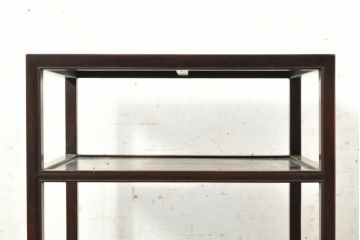 和製アンティーク　紫檀(シタン)材　漆塗りの小振りな飾り棚(収納棚、シェルフ、オープンラック)(R-074351)