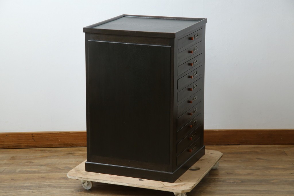 和製アンティーク　ナラ材　昔懐かしい雰囲気漂うレコードケース　(R-074352)