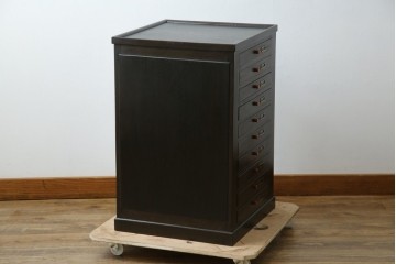 和製アンティーク　ナラ材　昔懐かしい雰囲気漂うレコードケース　(R-074352)