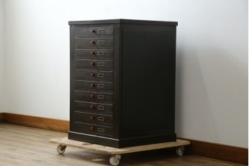 和製アンティーク　ナラ材　昔懐かしい雰囲気漂うレコードケース　(R-074352)