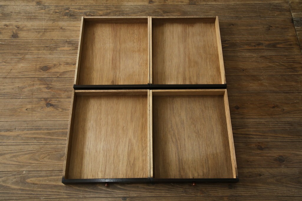 和製アンティーク　ナラ材　昔懐かしい雰囲気漂うレコードケース　(R-074352)