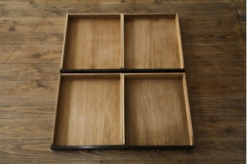 和製アンティーク　ナラ材　昔懐かしい雰囲気漂うレコードケース　(R-074352)