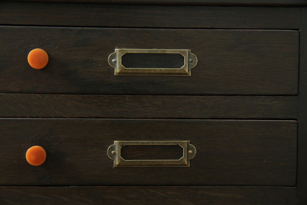 和製アンティーク　ナラ材　昔懐かしい雰囲気漂うレコードケース　(R-074352)