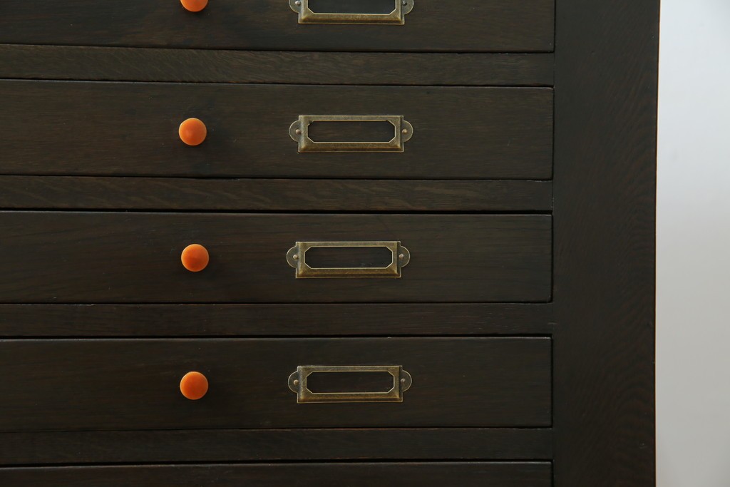 和製アンティーク　ナラ材　昔懐かしい雰囲気漂うレコードケース　(R-074352)