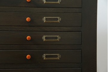 和製アンティーク　ナラ材　昔懐かしい雰囲気漂うレコードケース　(R-074352)