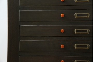 和製アンティーク　ナラ材　昔懐かしい雰囲気漂うレコードケース　(R-074352)