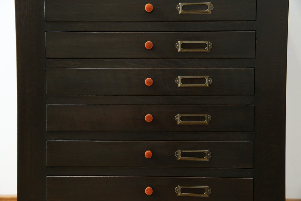 和製アンティーク　ナラ材　昔懐かしい雰囲気漂うレコードケース　(R-074352)