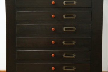 和製アンティーク　ナラ材　昔懐かしい雰囲気漂うレコードケース　(R-074352)