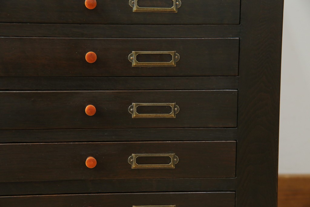 和製アンティーク　ナラ材　昔懐かしい雰囲気漂うレコードケース　(R-074352)