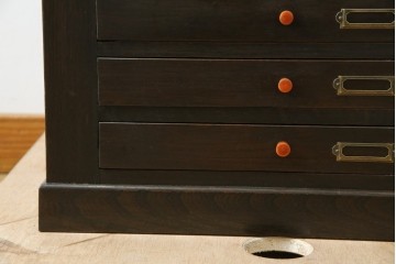 和製アンティーク　ナラ材　昔懐かしい雰囲気漂うレコードケース　(R-074352)