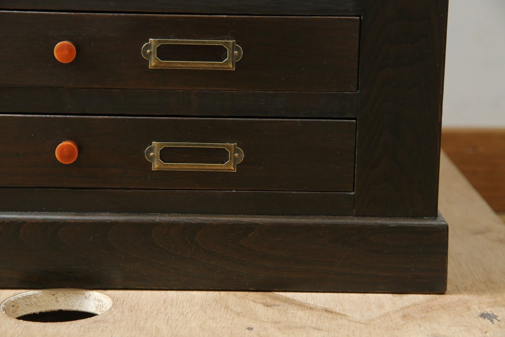 和製アンティーク　ナラ材　昔懐かしい雰囲気漂うレコードケース　(R-074352)