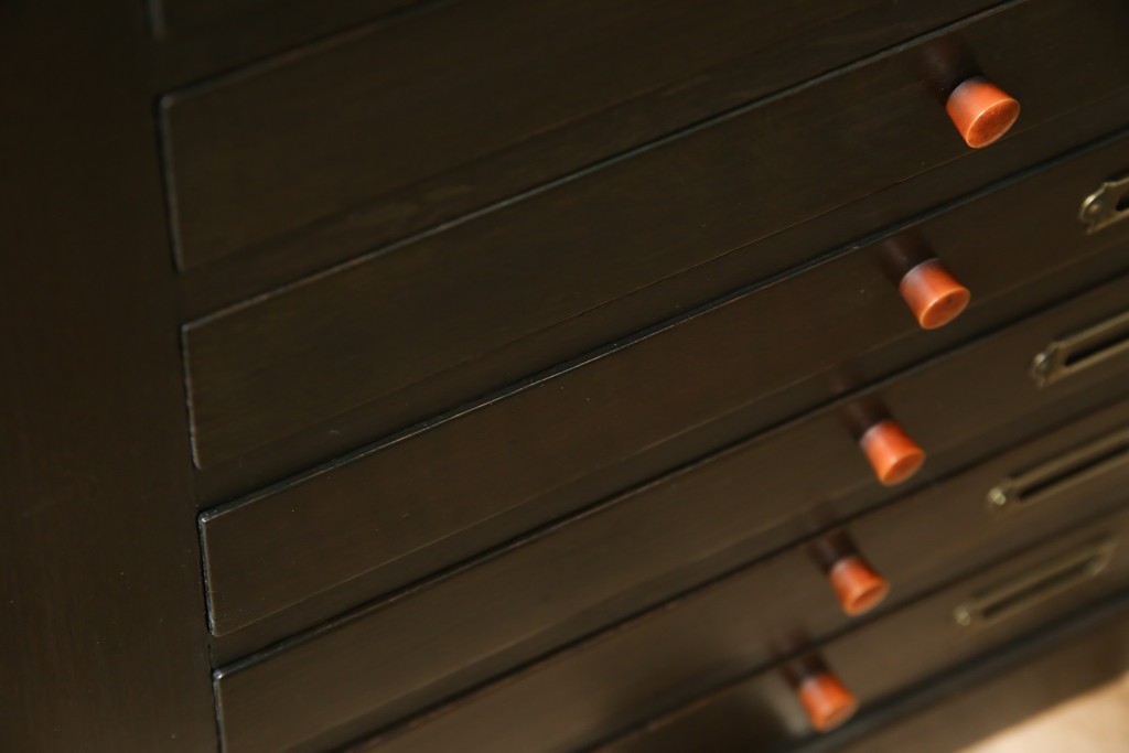 和製アンティーク　ナラ材　昔懐かしい雰囲気漂うレコードケース　(R-074352)