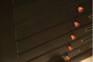 和製アンティーク　ナラ材　昔懐かしい雰囲気漂うレコードケース　(R-074352)