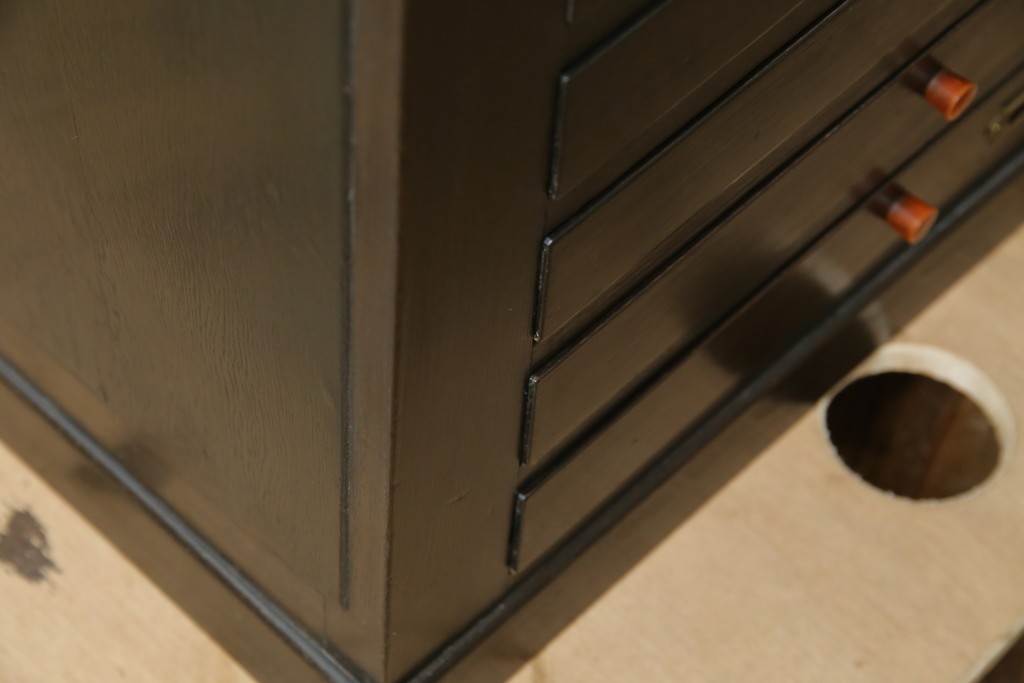 和製アンティーク　ナラ材　昔懐かしい雰囲気漂うレコードケース　(R-074352)