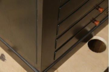 和製アンティーク　ナラ材　昔懐かしい雰囲気漂うレコードケース　(R-074352)