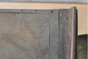イギリスアンティーク　マホガニー材　ミラー付きで便利!! スペースを有効活用できるウォールキャビネット(壁掛け収納棚、戸棚、吊り棚、鏡、英国)(R-074354)