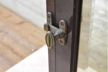 イギリスアンティーク　マホガニー材　ミラー付きで便利!! スペースを有効活用できるウォールキャビネット(壁掛け収納棚、戸棚、吊り棚、鏡、英国)(R-074354)