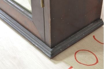 イギリスアンティーク　マホガニー材　ミラー付きで便利!! スペースを有効活用できるウォールキャビネット(壁掛け収納棚、戸棚、吊り棚、鏡、英国)(R-074354)