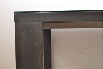 中古　Cassina(カッシーナ)　Hannes Wettstein(ハンス・ウェッツスタイン)デザイン　363 M.I.R. ミール　ガラス天板付き　シンプルながら洗練されたデザインが魅力のダイニングテーブル(4人掛け、6人掛け、食卓)(R-074359)