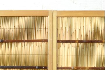 ビンテージ建具　情緒あふれる和の空間づくりにおすすめの夏戸2枚セット(引き戸、簾戸、簀戸、葭戸、夏障子、御簾戸、葦戸、ヴィンテージ)(R-074360)