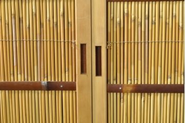 ビンテージ建具　情緒あふれる和の空間づくりにおすすめの夏戸2枚セット(引き戸、簾戸、簀戸、葭戸、夏障子、御簾戸、葦戸、ヴィンテージ)(R-074360)