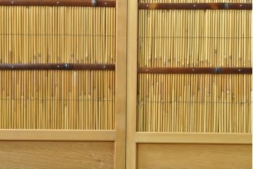 ビンテージ建具　情緒あふれる和の空間づくりにおすすめの夏戸2枚セット(引き戸、簾戸、簀戸、葭戸、夏障子、御簾戸、葦戸、ヴィンテージ)(R-074360)