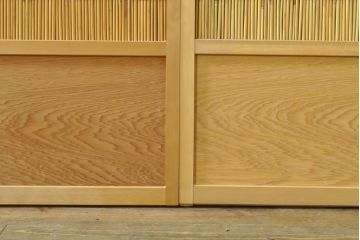 ビンテージ建具　情緒あふれる和の空間づくりにおすすめの夏戸2枚セット(引き戸、簾戸、簀戸、葭戸、夏障子、御簾戸、葦戸、ヴィンテージ)(R-074360)