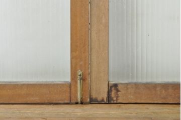 ビンテージ建具　昭和レトロな雰囲気漂う両開きガラスドア2枚セット(ガラス戸、木製扉、ヴィンテージ)(R-074361)